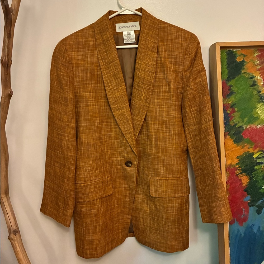 Jones New York Vintage Rust Linen Blazer size 6